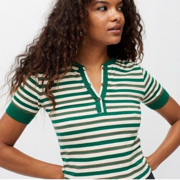 BDG Tops - Urban Outfitters BDG Harvey Striped Henley Tee Size Small